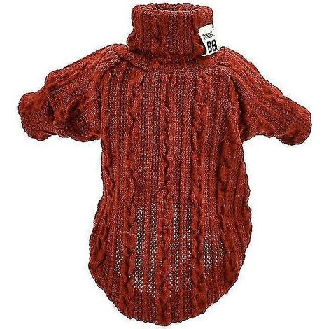 Pull d'hiver pour chien à col roulé, couleur unie, en coton chaud, pour chiots et chiens de petite et moyenne taille (Chihuahua, Teddy, orange). (1/5)