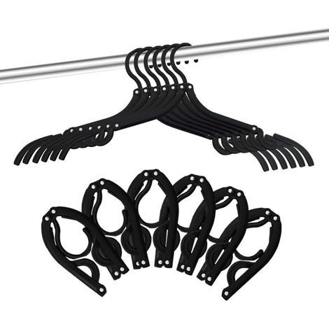 Lot de 12 cintres Pliables pour Voyage Noir (1/4)