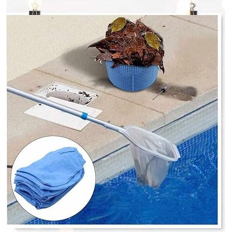Chaussettes Skimmer Piscine Pool Socks - 10 Pièces Bleues durables en Nylon élastique pour Panier, Filet filtres, Feuilles, Pollen, Insectes, Tissu d'écumeur Peuvent Emprisonner Pollen, Cheveux