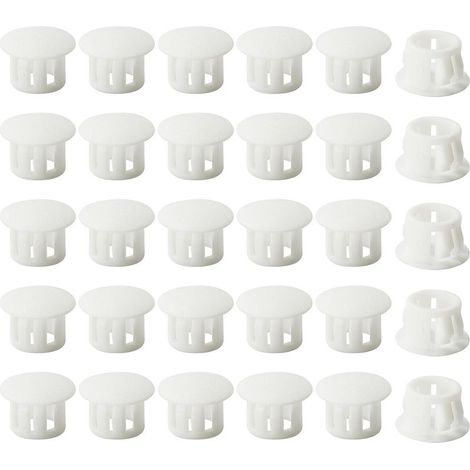 Embouts d'insertion - Embouts de fixation ronds verrouillables - Pour tubes de poteaux de clôture de meubles - 12 mm, 30 unités - Blanc (1/5)