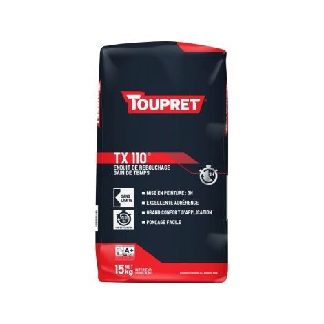 Toupret TX110 Enduit de rebouchage intérieur 15 kg - Séchage rapide
