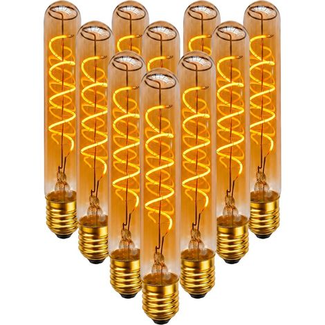 Lot de 10 Ampoules LED E27 T30 Filament 4W 290lm Ambrée 1800K (1/5)