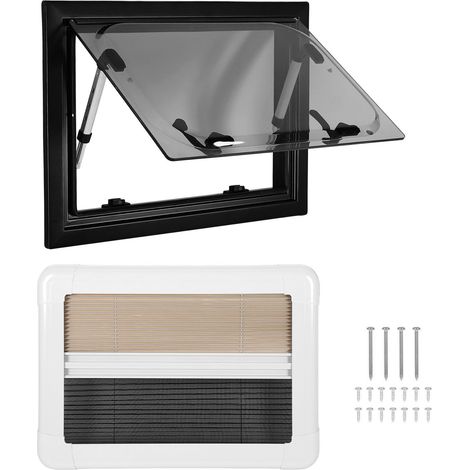 Fenêtre coulissante pour camping-car, 20x14 pouces, Double couche, trappe d'aération externe avec rideau pare-soleil pour camping-cars et véhicules de Construction (1/5)