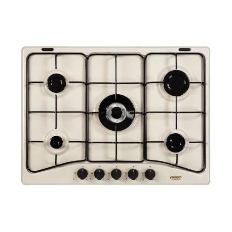 Placa de gas empotrada DeLonghi SF 57 AVT de 5 quemadores en color arena negra