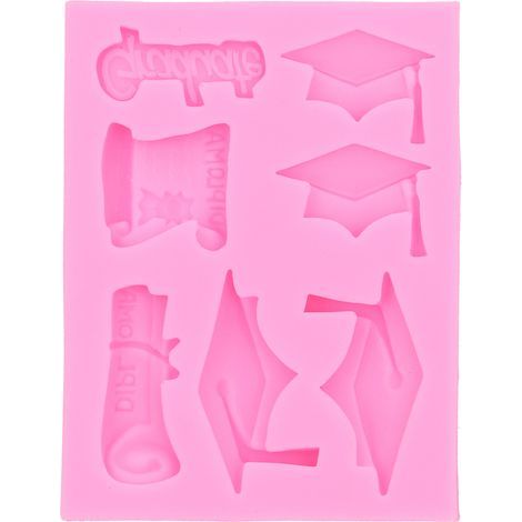 Moule en silicone DIY chapeau de bachelier pour fondant, chocolat, décoration de gâteau, ustensiles de cuisine rose (1/5)