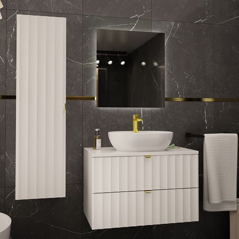 Conjunto de muebles con lavabo individual 80cm y columna Lexa Blanco (1/4)