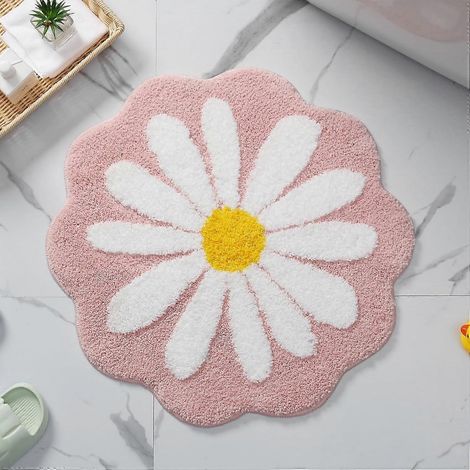 Joli tapis de bain, motif floral rose, antidérapant, lavable en machine, doux, pour chambre, cuisine, salle de bain, toilettes, 40 x 40 cm (1/5)