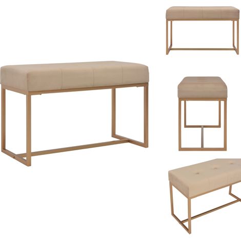 Banc d'entrée beige 80 cm velours - Banc Entrée - Banc Velours - Meuble Rangement - Décoration Intérieure - Mobilier Salon (1/5)