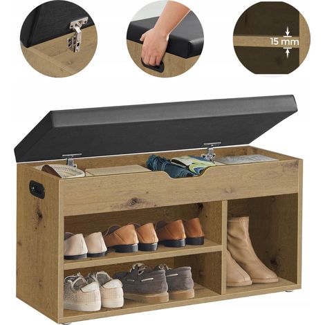 Handgefertigter Schuhschrank mit Schublade, Sitzgelegenheit und Staufach