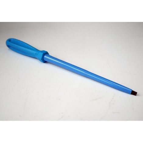 Tournevis plat 5.5x1x150mm isolé 1000V lame acier chromé manche bleu ATEX II pour vis tête fendue DERANCOURT