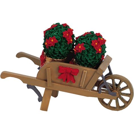 Wheelbarrow With Poinsettias - LEMAX COD. 64479