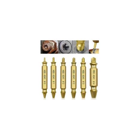 Mandrin de perceuse 6pcs Kit d'extracteur de vis cassé Kit d'extracteur de vis endommagé Extracteurs de tête de vis Extracteur de vis endommagé et extracteur de boulon pour retirer la vis cassée (1/5)