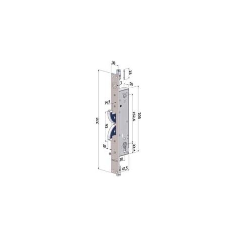SERRATURA TRIPLICE HOOKS IN ACC.INOX PROF. EUROPEO PER PERSIANE 2143  mm.30 (2143XAI3030)    SECUREMME