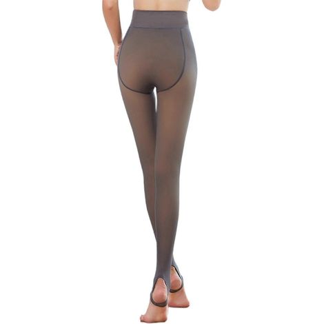 Damen Winterleggings Dicke Hosen Hauttransparent Fleecegefütterte Thermoleggings-A-90g thin section