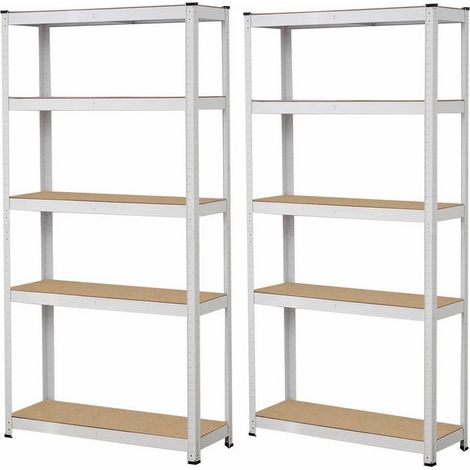 Scaffale metallico 5 ripiani 875kg bianco x2 (1/5)