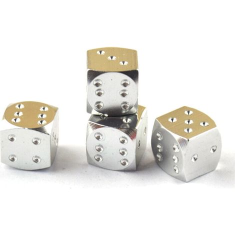 [NIEMALS VERWENDET] Set mit 4 silbernen Metall-Reifenventilkappen.