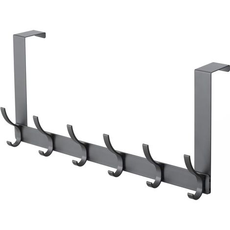 Appendiabiti da porta con 6 ganci, Appendiabiti da porta, Adatto per ganci da porta di bagno e cucina (Grigio scuro) (1/4)