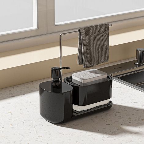 BUNTHAUS Hochwertiger 4-in-1-Spender für Spülmittel und Seife, Badezimmeraccessoire, Seifenspender (ohne Tuch oder Schwamm) (1/4)