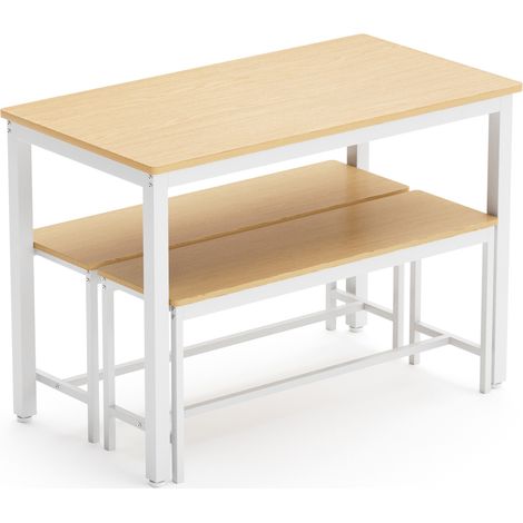 CHICFURN Tavolo da pranzo con 4 sedie 110 x 60 x 76,5 cm in legno noce, industriale (1/5)