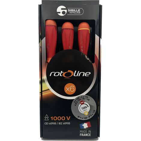 Jeu de tournevis isolés Penta, Phillips, Fendu, 6 pièces ( Prix pour 1 )