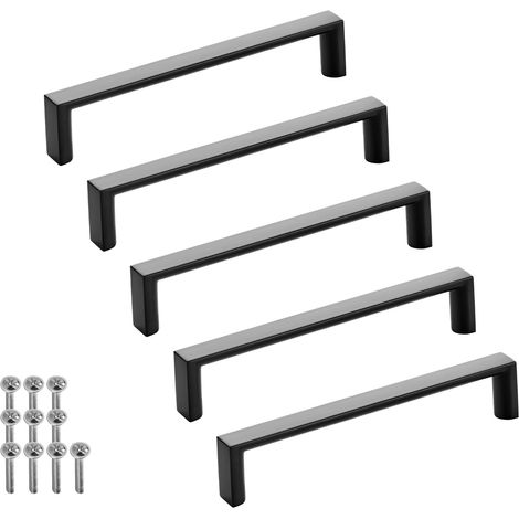 SOTECH Möbelgriff Bügelgriff Blackline XI schwarz matt Schubladengriff Schrankgriff inkl. Schrauben - Bohrlochabstand (BA) 128 mm, 5 Stück