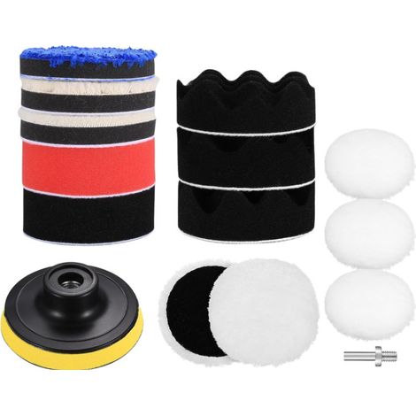 15 Stück 7,6 cm Auto-Polierpads für Bohrer, Polieren, gewachste Wolle, Schaumstoff-Auto-Polierpads-Set