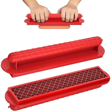 Cortador manual de salchichas de 10 piezas: Diseño ergonómico para barbacoas – Cortador de salchichas portátil para picnics y acampadas. (1/5)