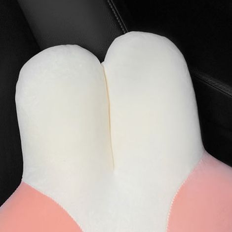 Oreiller repose-tête auto lapin joufflu peluche douce skin friendly coussin assise cartoon mignon pour voiture soutien lombaire (1/4)