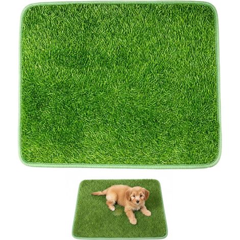 Toilettes pour chien balcon gazon artificiel,toilette chien 46 x 70 cm tapis pelouse lavable vert résistant aux intempéries bac toilette pour chiot petit et moyen chien pour balcon maison appartement (1/5)