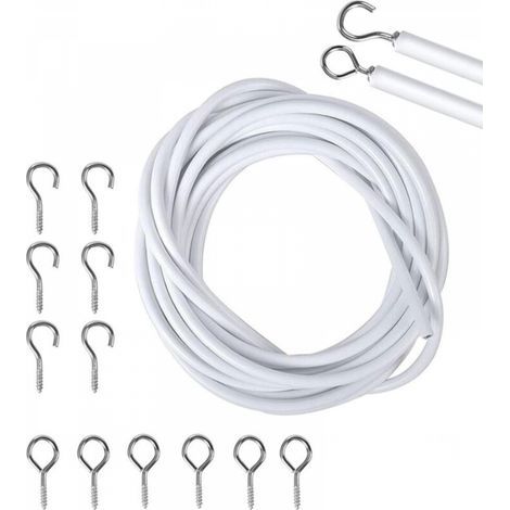 5M Crochet Rideau, Rideau Caravane, Cordon de Rideau Blanc, Kits de Cordon de Rideau, Tringle à Rideau de Douche (1/5)
