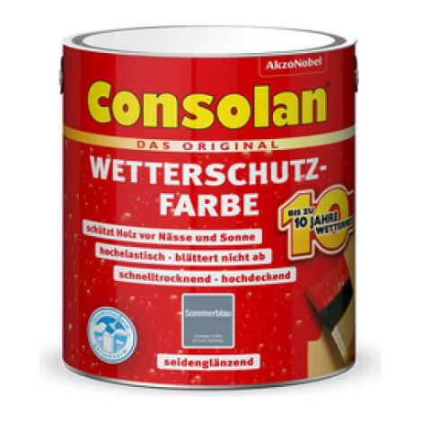 Consolan Wetterschutzfarbe 2,5 l Sommerblau (1/3)