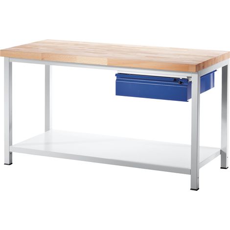 RAU, Établi sur piétement, 1 tiroir taille L, 1 tablette en