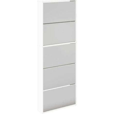 Maison Exclusive - Scarpiera a 5 Strati con Specchio Bianca 63x17x169,5 cm