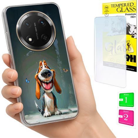 Funda para Honor Magic7 Lite con foto y gráfico de perro en la parte trasera + cristal (1/5)