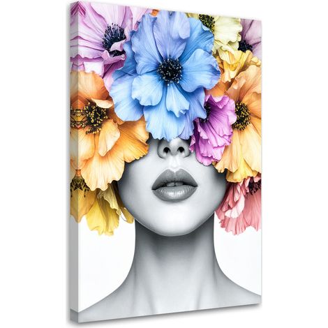 Wandbild Frau mit Blumen auf dem Kopf 60x90 cm (1/5)