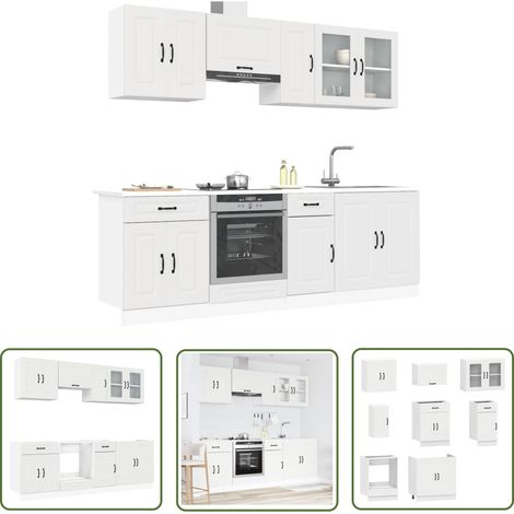 vidaXL 8-tlg. Küchenschrank-Set Kalmar Weiß Holzwerkstoff (1/5)