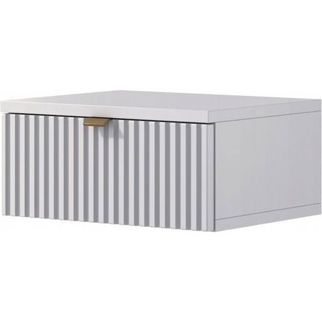 Table de chevet suspendue pour chambre à coucher, blanche , avec façade rainurée 40x30x18cm (1/4)