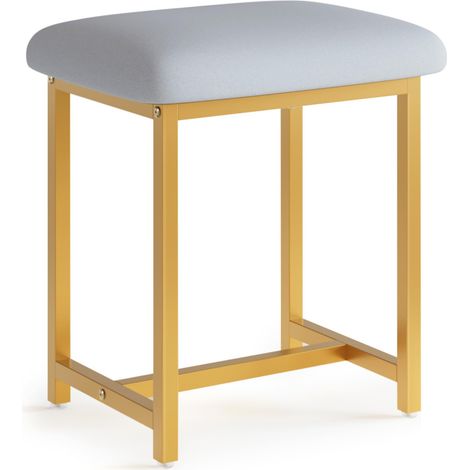 Tabouret pour Coiffeuse, Maquillage vanité Tabouret avec Pieds en Or, Tabouret de Pied, Sac canapé Tabouret, pour la Chambre à Coucher Salle d'eau, 41 × 31 × 44.5 cm, Gris et Or (1/5)