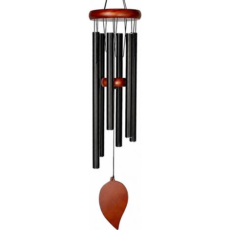 Carillon éolien en métal, tube en aluminium, 94 cm (37 pouces), noir, décoration intérieure/extérieure pour jardin, noir 114 cm (45 pouces) (1/4)