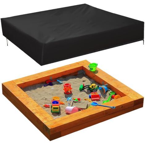Bâche de Bac à Sable, Housse Étanche de Bac à Sable pour Enfants en Tissu Oxford, 120 x 120 cm, Couverture Protection Anti-poussière avec Cordon de Serrage, pour Piscine, Terrasse, Jardin (1/5)