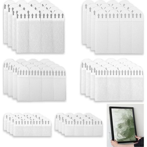 36Paires Languettes Accroches Tableaux sans Percer, Bandes Suspension Résistantes à l'Eau Attaches Amovibles Autocollant Pour Accrocher Des Cadres (1/5)