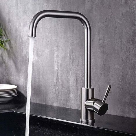 UlisemRobinet Cuisine, Robinet Rotatif à 360° en Acier Inoxydable,Adapté aux éviers Simples et Doubles,Adapté à l'eau Chaude et Froide,Mitigeur Cuisine Anti-Empreintes Digitales,Résistant aux Rayur (1/4)