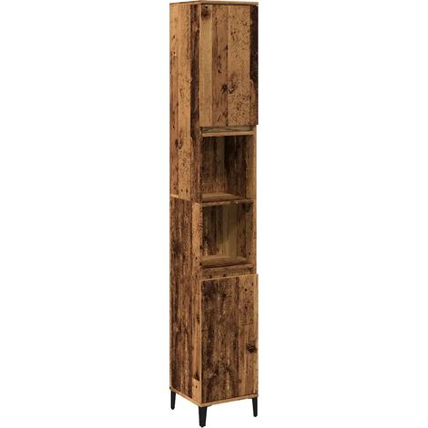 Mobile bagno moderno con vani contenitori flessibili e 4 scomparti 30 x 30 x 190 cm realizzato in legno anticato 020051033