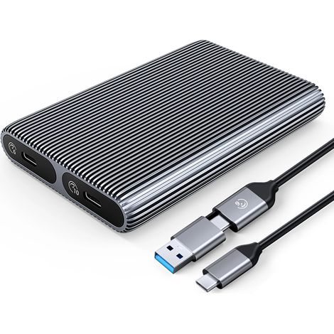Bahía doble para discos Orico AM2C3-2SN para dos unidades M.2 SATA+NVMe USB-C 3.2 de 6 Gb/s/10 Gb/s - gris (1/5)