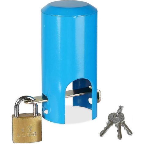 Système de verrouillage extérieur pour robinet, sécurité enfant, antivol, multifonctionnel, en fer, pour jardin et parc (bleu) (1/5)