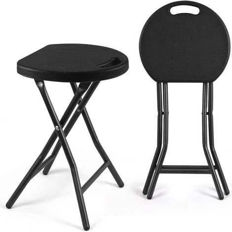 Chaise Pliant Léger en Métal et Plastique Tabouret Pliable Capacité de 136kg Salon ou Bureau Lot de Deux Noir CH1001 (1/5)