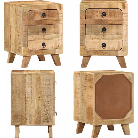 vidaXL Table de chevet 37x32x50 cm bois de manguier massif brut (1/5)