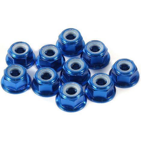 Écrous autobloquants hexagonaux M5 à insert nylon anodisé, jeu de 10 pièces en alliage d'aluminium bleu royal