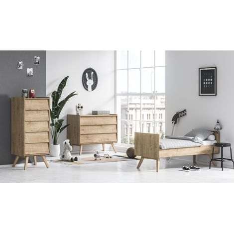Komplettzimmer mitwachsendes Babybett Wickelkommode & Hochkommode Vox Vintage Eiche