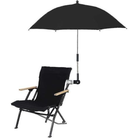 Parasol de chaise avec pince universelle, protection solaire UPF 50+, à clipser, pour chaises de terrasse et de plage - Noir (1/4)
